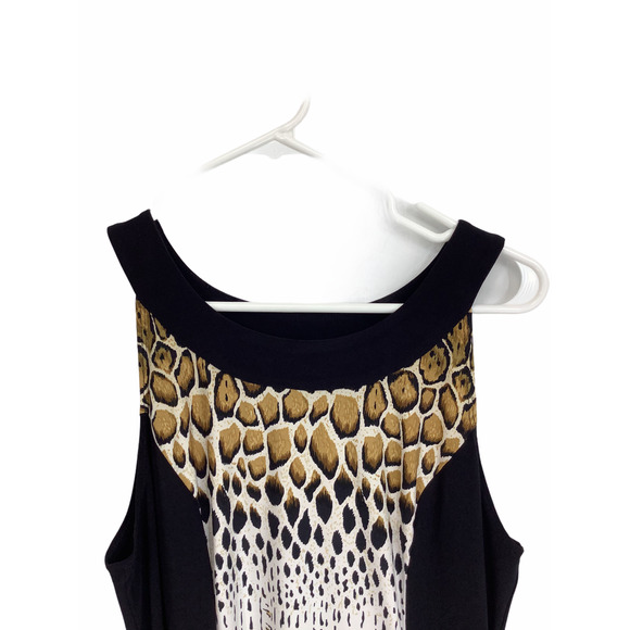 AB Studio Black Animal Sleeveless Maxi Dress M - Picture 3 of 6